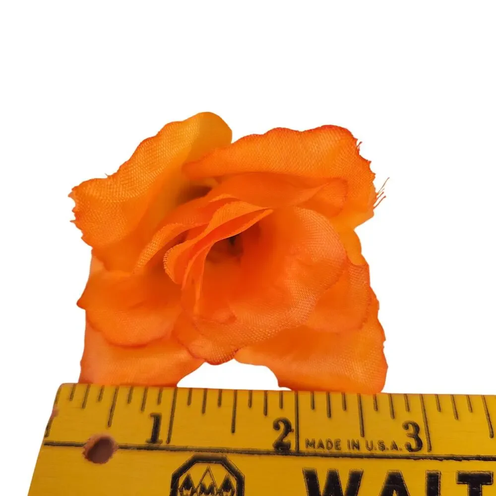 Orange Silk Artificial Rose Flower Heads Stemless Wedding Craft 2.5